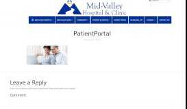 
							         PatientPortal - Mid-Valley Hospital								  
							    
