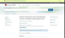 
							         Patients' Experiences with and Attitudes towards a ... - Europe PMC								  
							    