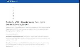 
							         Patients of Dr. Claudia Moise Now Have Online Portal Available ...								  
							    