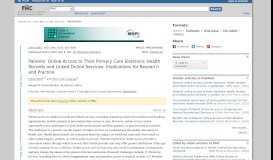 
							         Patients' Online Access to Their Primary Care Electronic Health ... - NCBI								  
							    