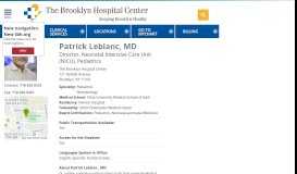 
							         Patrick Leblanc | The Brooklyn Hospital Center								  
							    