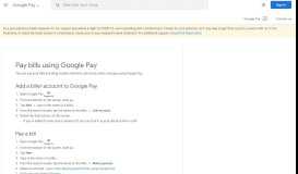 
							         Pay bills using Google Pay - Google Pay Help - Google Support								  
							    