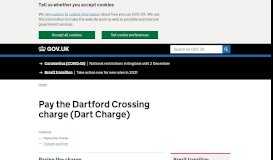 
							         Pay the Dartford Crossing charge (Dart Charge) - GOV.UK								  
							    