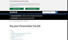 
							         Pay your Corporation Tax bill - GOV.UK								  
							    
