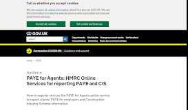 
							         PAYE for Agents: HMRC Online Services for reporting PAYE and CIS ...								  
							    