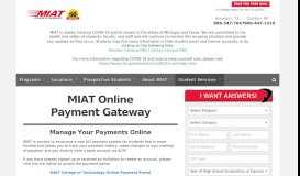 
							         Payment Gateway - MIAT College of Technology								  
							    