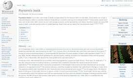 
							         Payments bank - Wikipedia								  
							    