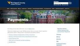 
							         Payments | Student Accounts | West Virginia University								  
							    