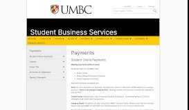 
							         Payments - Student Business Services - UMBC								  
							    