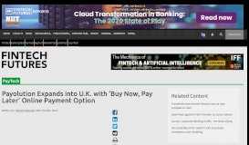 
							         Payolution Expands into U.K. with 'Buy Now, Pay Later' Online ...								  
							    