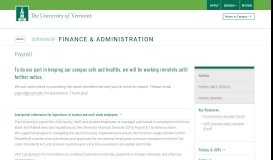 
							         Payroll | Division of Finance | The University of Vermont								  
							    