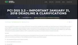 
							         PCI DSS 3.2 - Important January 31, 2018 Deadline & Clarifications								  
							    