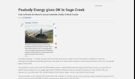 
							         Peabody Energy gives OK to Sage Creek | SteamboatToday.com								  
							    
