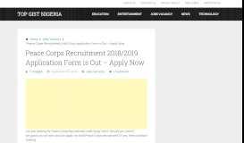 
							         Peace Corps Recruitment 2018/2019 Application ... - Top Gist Nigeria								  
							    