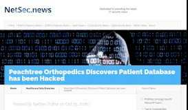 
							         Peachtree Orthopedics Discovers Patient Database has been Hacked ...								  
							    