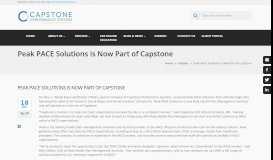 
							         Peak PACE Solutions to Join Capstone Performance Systems ...								  
							    