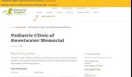 
							         Pediatric Clinic | Memorial Hospital Of Sweetwater County								  
							    