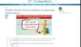 
							         PENCIL Portal: Govt's initiative to eliminate Child Labour | Techno Savie								  
							    