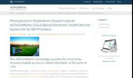 
							         Pennsylvania's Doylestown Hospital selects eClinicalWorks Cloud ...								  
							    