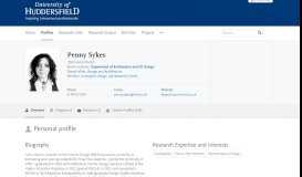 
							         Penny Sykes — University of Huddersfield Research Portal								  
							    