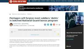 
							         Pentagon will forgive most soldiers 'debts' in botched National ...								  
							    