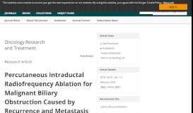 
							         Percutaneous Intraductal Radiofrequency Ablation for Malignant ...								  
							    