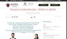 
							         Período é de Rematrículas - 2018/2 na URI/FW - Notícias - Barril FM ...								  
							    