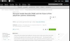 
							         Personal Health Records (PHR) and the future of the physician-patient ...								  
							    