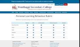
							         Personal Learning Behaviour Rubric | Wonthaggi Secondary College								  
							    