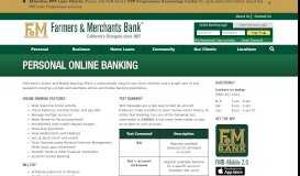 
							         Personal Online Banking | F&M Bank - Farmers & Merchants Bank								  
							    