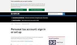 
							         Personal tax account: sign in or set up - GOV.UK								  
							    