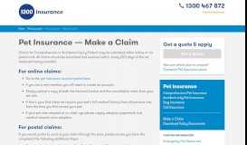 
							         Pet Insurance — Make a Claim | 1300 Insurance								  
							    