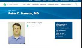 
							         Peter D. Hanson, MD | St. Peter's Health								  
							    