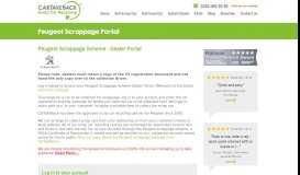 
							         Peugeot Scrappage Scheme Dealer Portal - CarTakeBack								  
							    