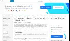 
							         PF Transfer Online - Procedure for EPF Transfer through EPFO Portal								  
							    
