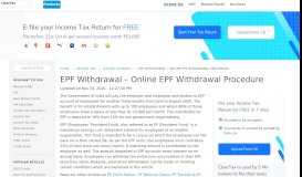 
							         PF Withdrawal Procedure - EPF Withdrawal Form, Rules, Status Online								  
							    