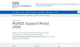 
							         PGMDE Support Portal (PSP) – ESHT Medical Education								  
							    