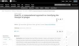 
							         PHACTS, a computational approach to classifying the lifestyle of phages								  
							    