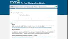 
							         Pharmacology/Toxicology | POGOe - Portal of Geriatrics Online ...								  
							    