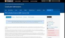 
							         PhD in Medical Science (MRC Cancer Unit) | Graduate Admissions								  
							    
