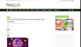 
							         PhD scholars job portal launched by HEC Pakistan - Technology Times								  
							    