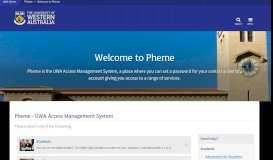 
							         Pheme : Pheme - UWA Access Management System : The University ...								  
							    