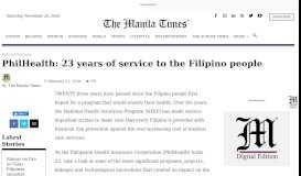 
							         PhilHealth: 23 years of service to the Filipino people - Manila Times								  
							    