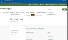 
							         Phone Directory | Doctors Hospital of Sarasota								  
							    