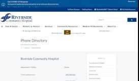 
							         Phone Directory | Riverside Community Hospital								  
							    