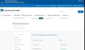 
							         Phone Directory | St. Petersburg General Hospital | St. Petersburg, FL								  
							    