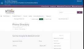 
							         Phone Directory | Sunrise Hospital								  
							    
