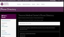
							         Phone Directory | Texoma Medical Center								  
							    