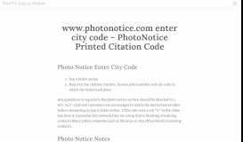 
							         photonotice.com enter city code - HowTo Log in Online								  
							    