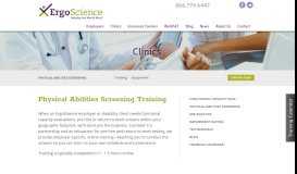 
							         Physical Abilities Screening Training - ErgoScience								  
							    